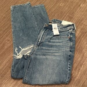 American Eagle Outfitters Light Blue Distressed Straight Leg Jeans